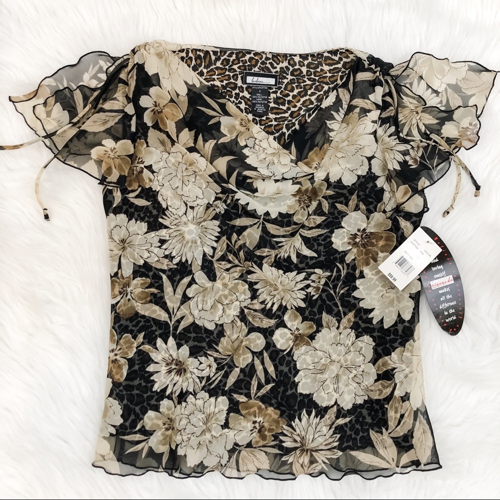 Believe Floral/Cheetah 2 LayerTop - Picture 2 of 7